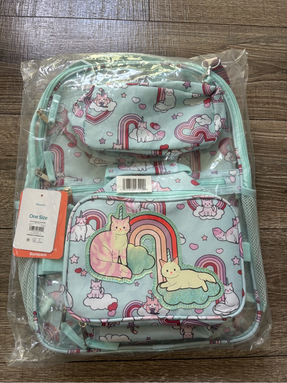 Kids Unicorn Cat Rainbow Backpack - Mint